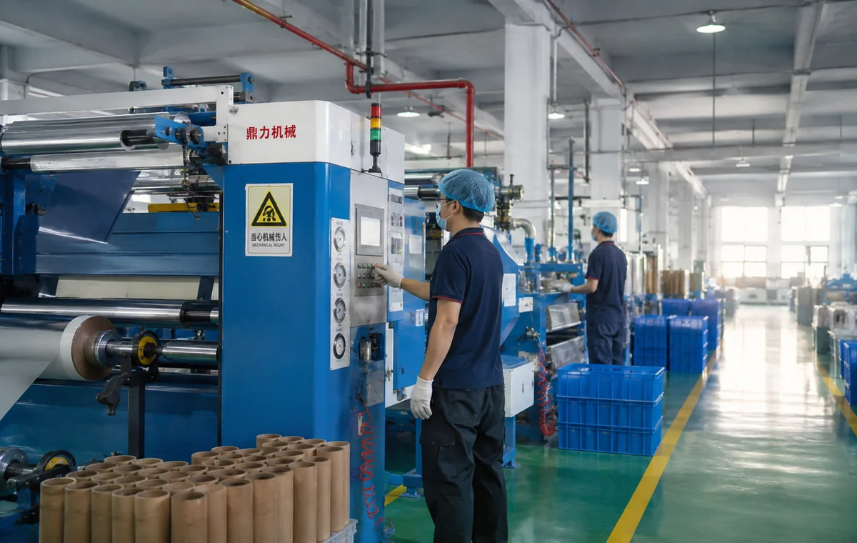 Aluminum foil production line and quality control in the manufacturing workshop