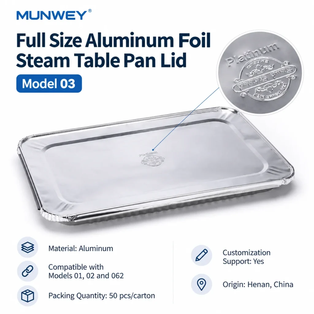 Full Size Aluminum Foil Steam Table Pan Lid Model 03 product overview