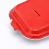 Close-up of Model 030 aluminum foil lid corner, crimped rim and side tab structure