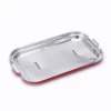 Underside view of Model 030 airline aluminum foil food container lid with silver aluminum surface and rim