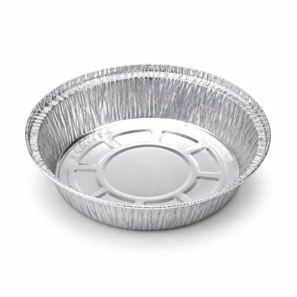 08-7-inch-round-aluminum-foil-pan-main-view.png 7 inch round aluminum foil pan in three-quarter open view
