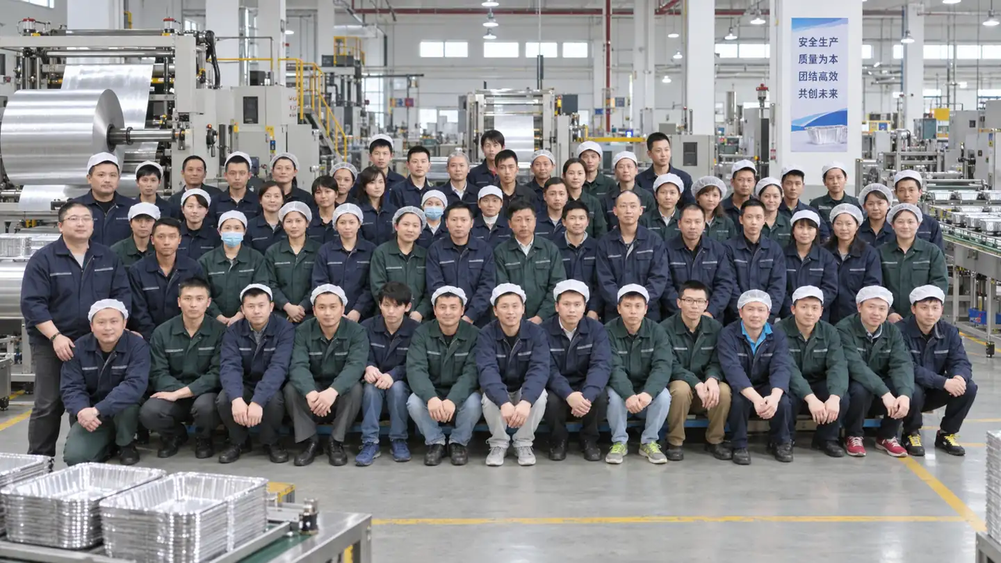 Operator working with aluminum coil processing equipment on the production floor