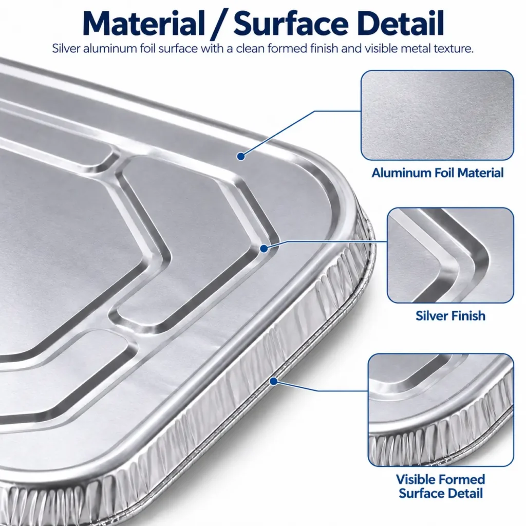 Silver aluminum foil surface finish of half size steam table pan lid