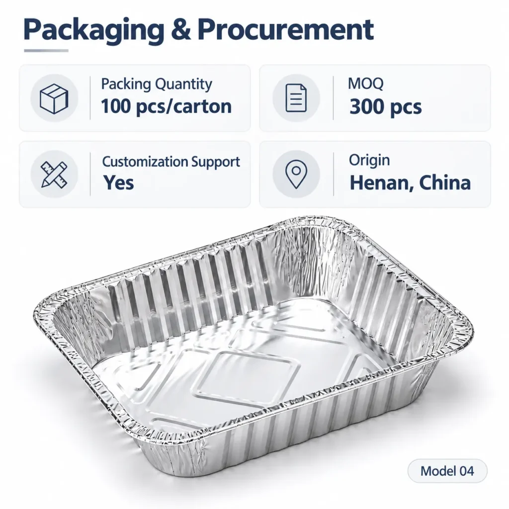 Packaging and procurement information for half size deep aluminum foil steam table pan