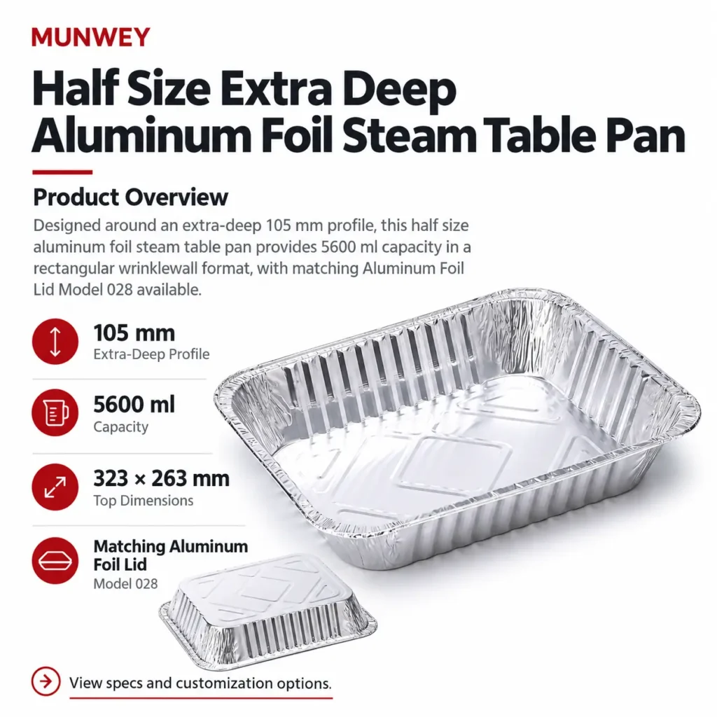 Half size extra deep aluminum foil steam table pan - product overview