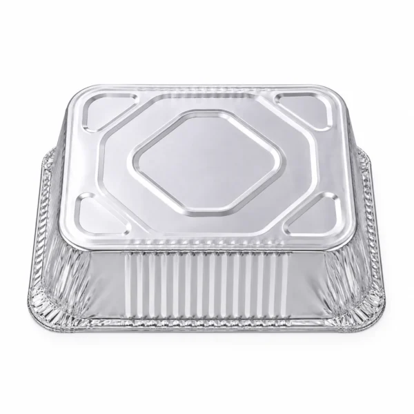 half-size-extra-deep-aluminum-foil-steam-table-pan-bottom-view.webp Bottom view of a half size extra deep aluminum foil steam table pan showing the embossed base pattern.