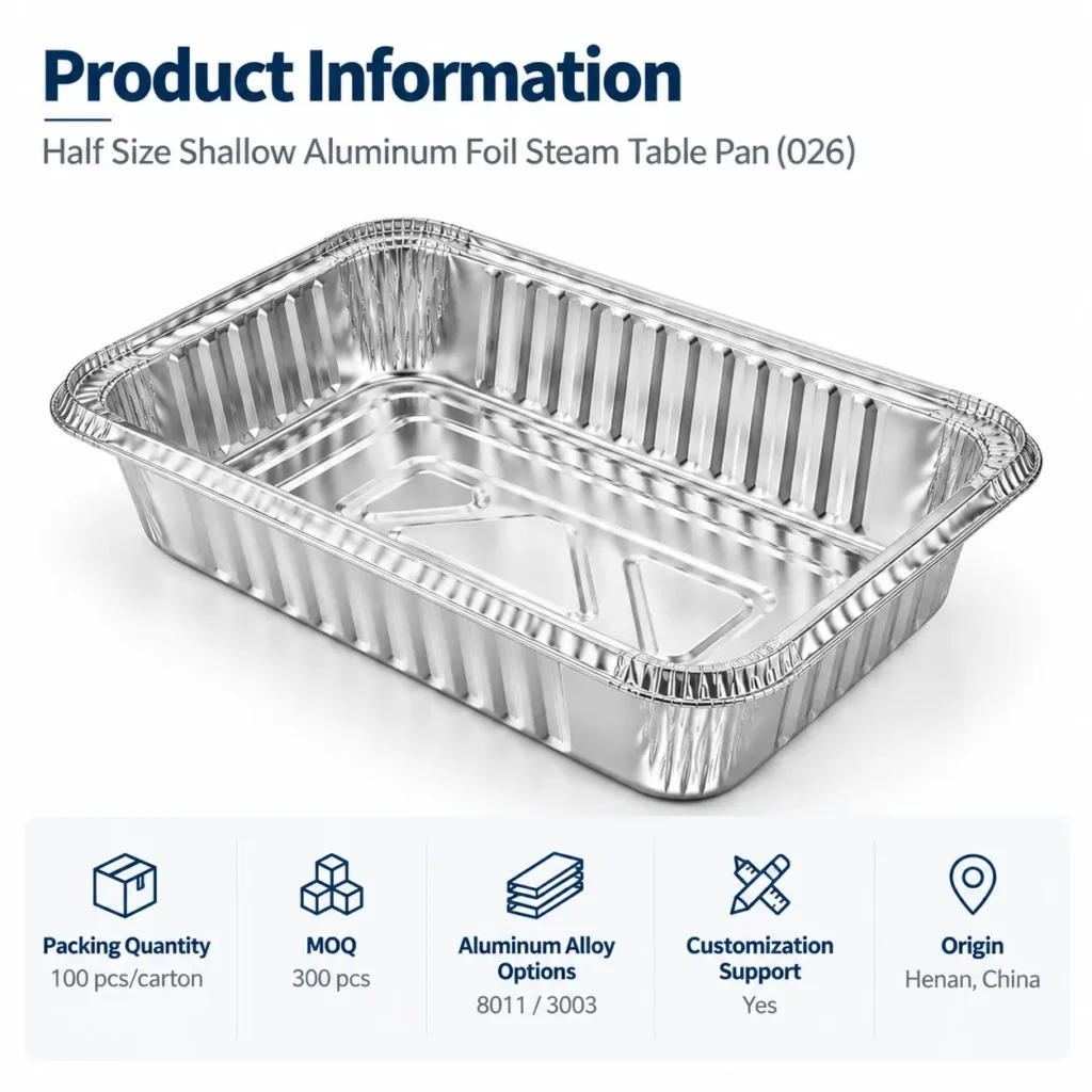 Procurement information for half size shallow aluminum foil steam table pan